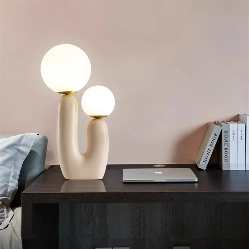 Nordic Double-Head Frosted Glass Table Lamp