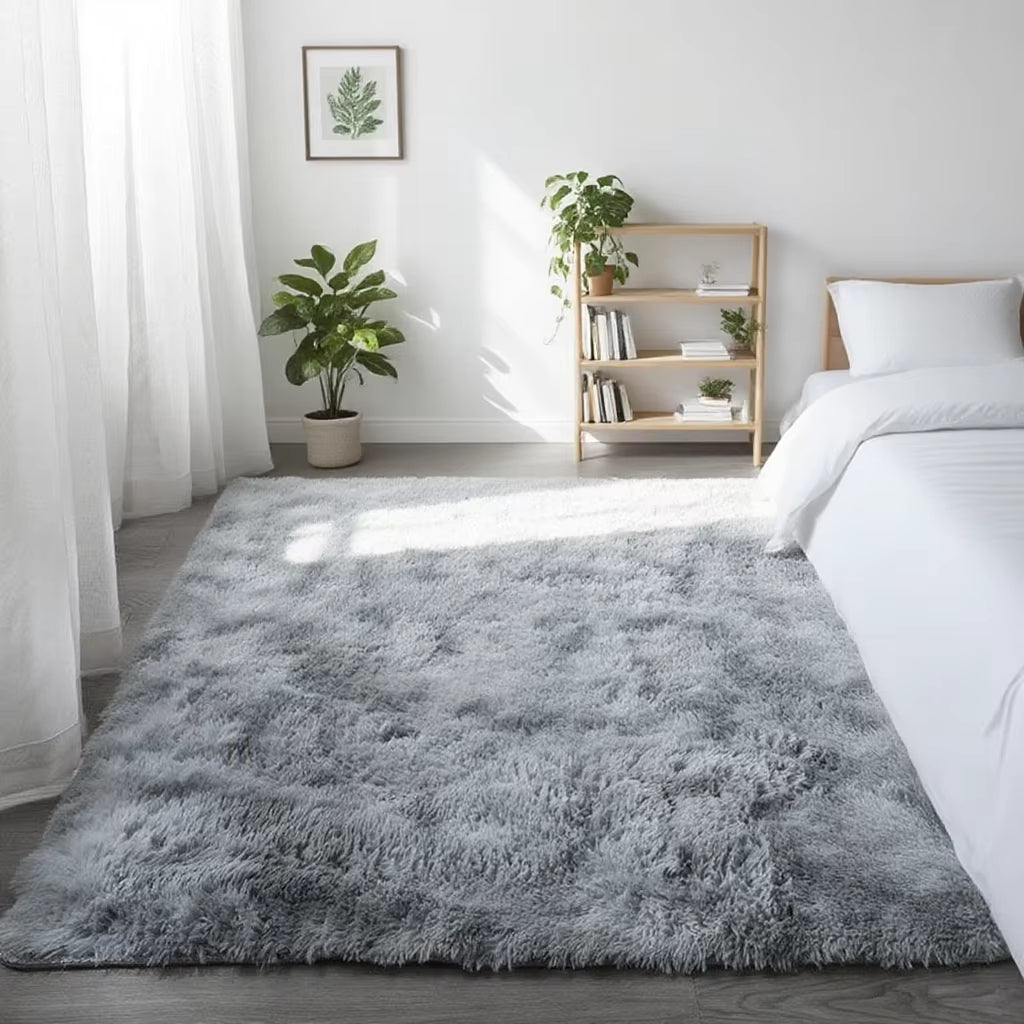 Shaggy Area Gray Rug for Living Room Super Soft Long Pile Bedroom Carpet Non-Slip Children'S Home Decor Fluffy Bedside Floor Mat