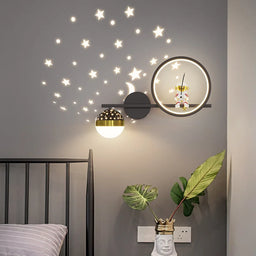 QUASHION Modern Children Wall Lamp Star Projector LED Bedroom Decoration Sconce Light Astronaut Kid Room Nordic Lighting Fixture