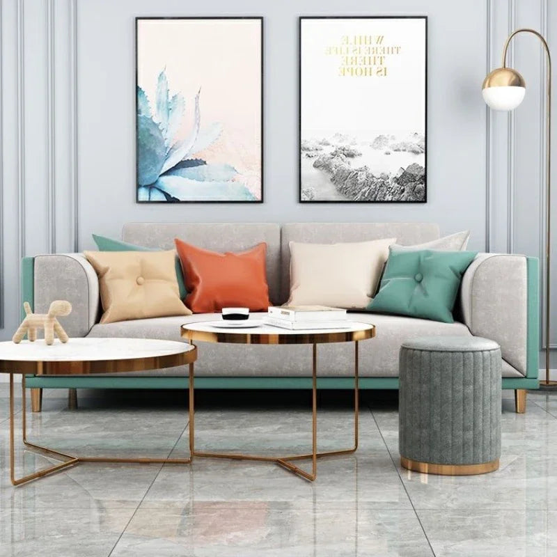 Nordic Style Leather round Stool Small Entryway Bench Luxury Low Ottoman for Changing Shoes Fabric Seating with Elegant Design