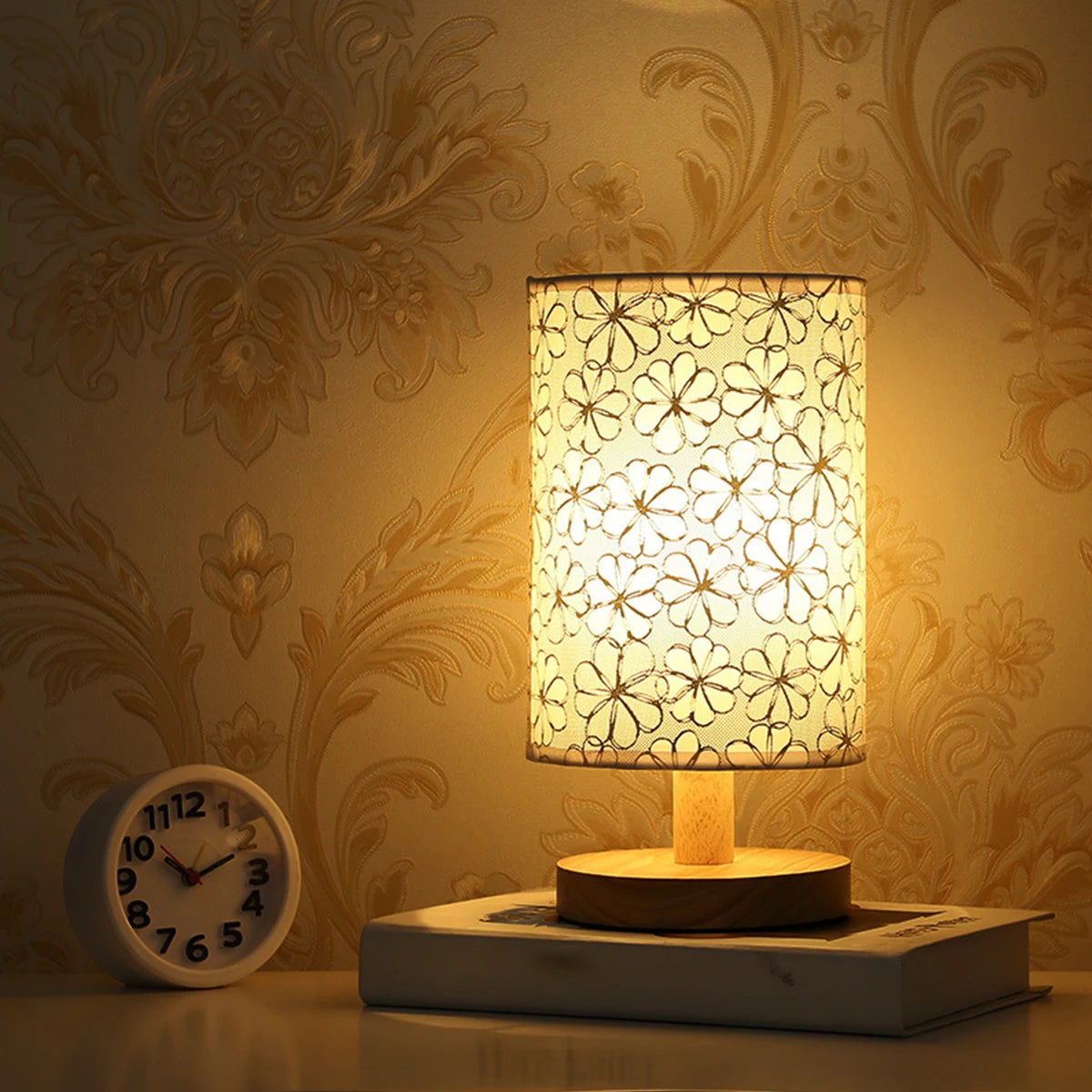 Solid Wood Linen Cup Night Lamp