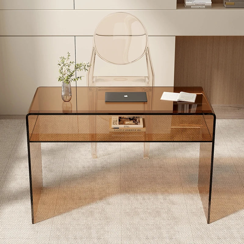 Glass Desk Rectangle Table Modern Simple Computer Desk Small Home Desk Writing Student Study