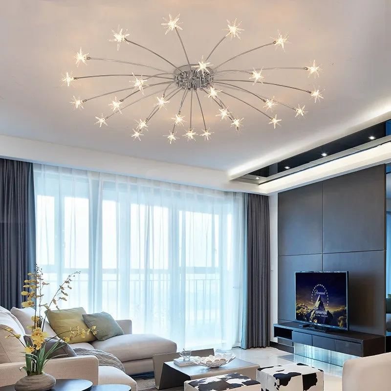 Nordic Star Sky LED Ceiling Light Luxury Crystal Living Room Ceiling Chandelier Lustre Home Decoration Bedroom Dining Room Lamp