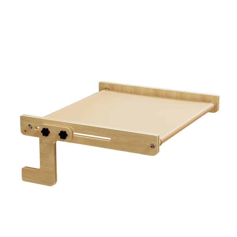 Cat Hammack Bedside Perch Sturdy Solid Wood Frame Removable Washable Nest Double Layer Design Space Saving Climbing Sunbathing