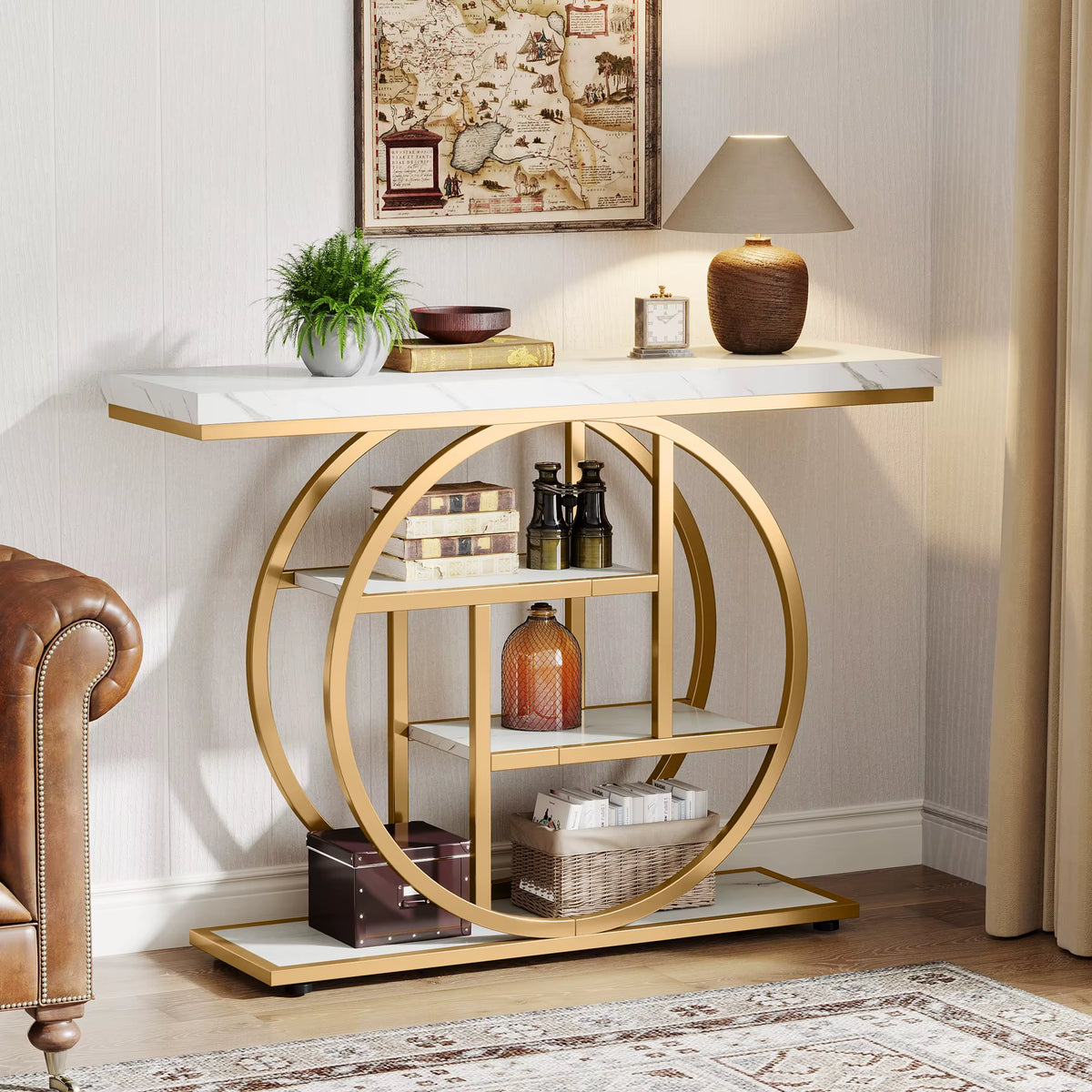 Console Table, 4-Tier Entryway Table, 41.3-Inch Industrial Sofa Table for Living Room, Foyer Hallway Table for Entrance