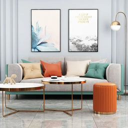 Nordic Style Leather round Stool Small Entryway Bench Luxury Low Ottoman for Changing Shoes Fabric Seating with Elegant Design