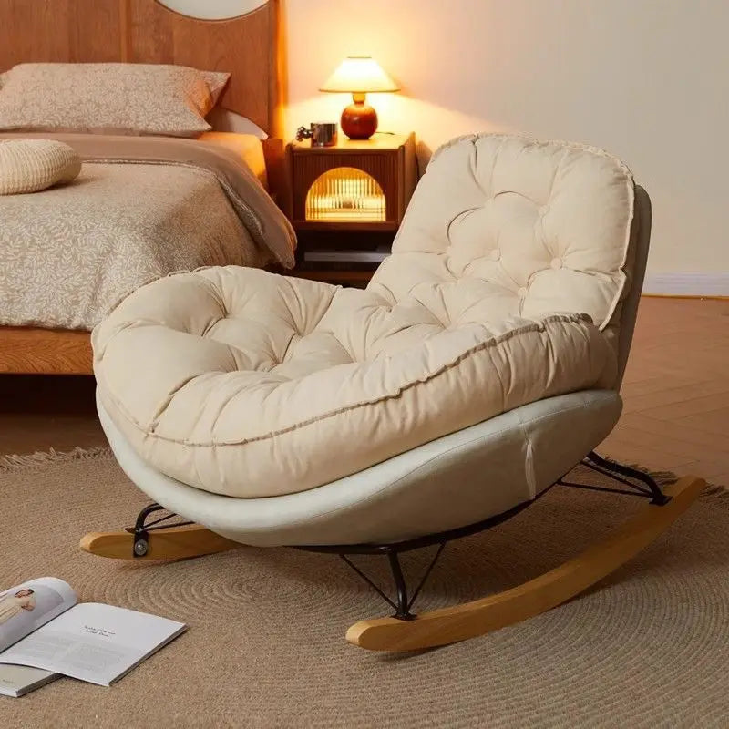 Recliner Comfortable Thickened Wood Penguin Rocking Chair Living Room Bedroom Balcony Home Leisure Lazy Sofa Style for Single