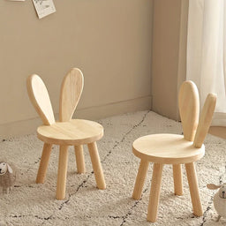 1Pc Creative Small Board Stool, Cute Rabbit Ears Solid Wood Small Stool, Decorative Stool Children Chair