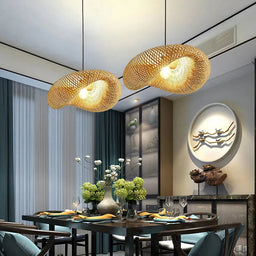 ZK20 Bamboo Weaving Chandelier Lamp 60/50/40Cm Hanging LED Ceiling Light Pendant Lamp Fixtures Rattan Woven Home Bedroom Decors