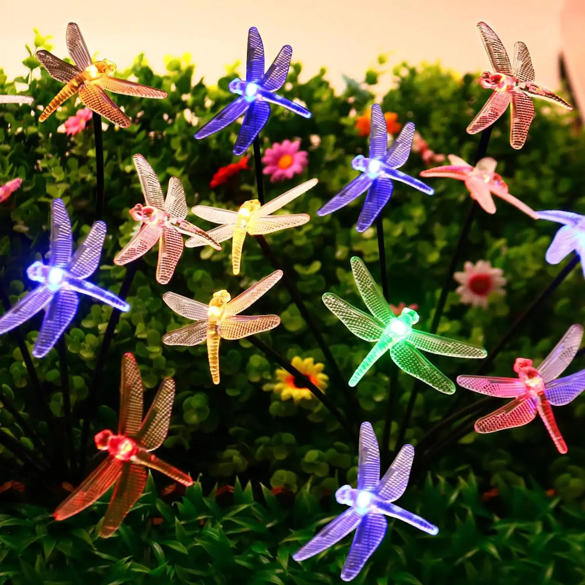 Garden Solar Dragonfly Lights Outdoor 6LED Decor Light Waterproof Stake Lights for Yard Pathway Patio