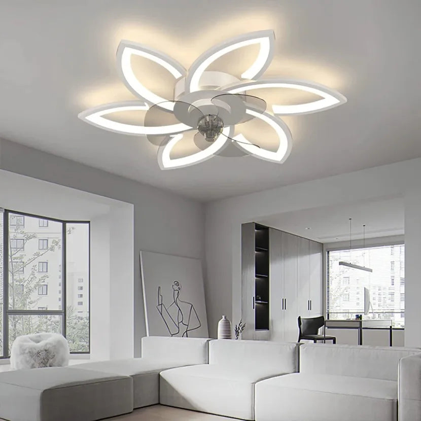 Flower Shaped LED Ceiling Fan Light APP Remote Control 6 Speed Silent Fan Living Room Bedroom Dining Room Home Decor Fan Lamp