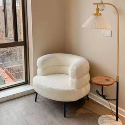 Lambswool BOBO Armchair Embracing Backrest Sofa Chair Retro Wave Lounge Chair Comfortable Bedroom Vanity Chair