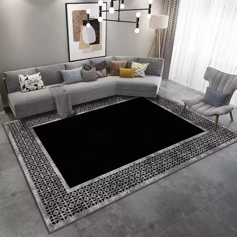 Marble Large Carpet for Living Room 160X230 Black Light Luxury Decoration Study Area Rug Washable Y2K Bedroom Home Mats Non-Slip