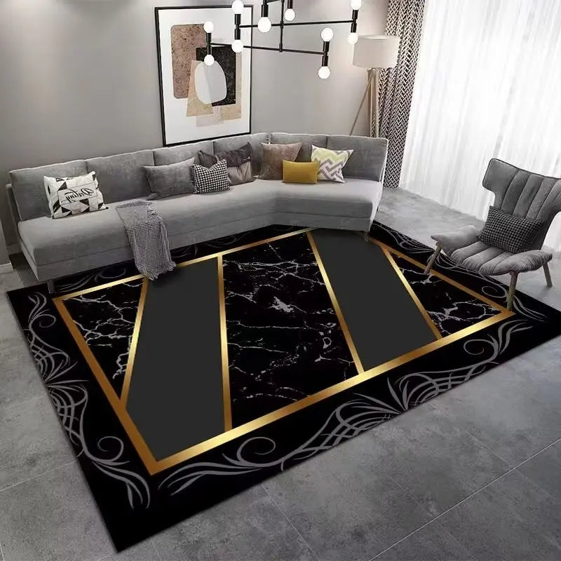 Marble Large Carpet for Living Room 160X230 Black Light Luxury Decoration Study Area Rug Washable Y2K Bedroom Home Mats Non-Slip