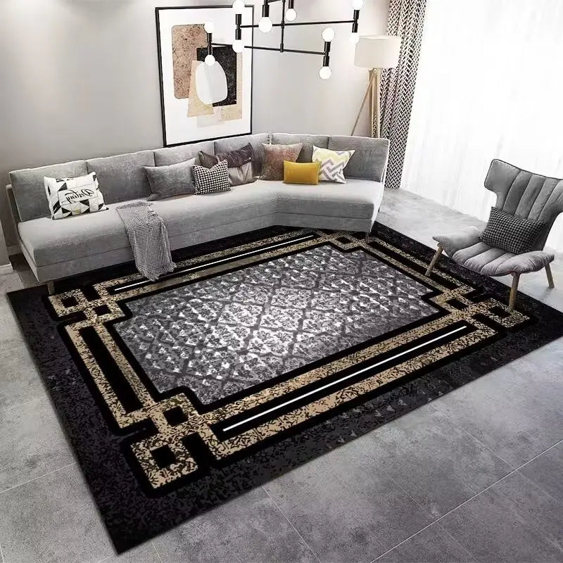 Marble Large Carpet for Living Room 160X230 Black Light Luxury Decoration Study Area Rug Washable Y2K Bedroom Home Mats Non-Slip