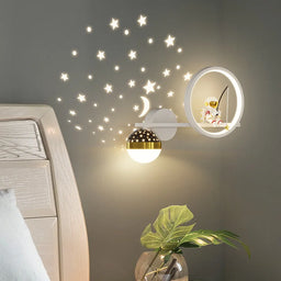 QUASHION Modern Children Wall Lamp Star Projector LED Bedroom Decoration Sconce Light Astronaut Kid Room Nordic Lighting Fixture