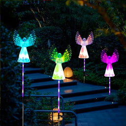 Solar Angel Lights Outdoor Waterproof Decor Garden LED Stake Lights Landscape Yard Pathway Patio Solar Lawn Lamp