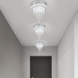 Modern Crystal Chandelier Ceiling Lamp Led Pendant Light Stainless Steel Fixture Aisle Lustre Dining Room Living Room Home Decor
