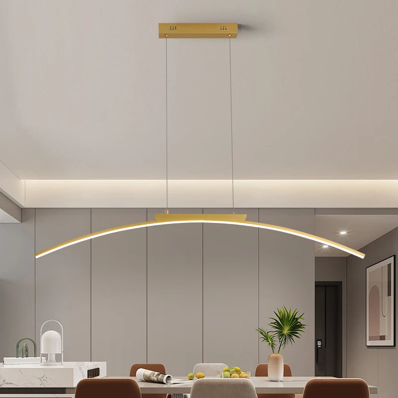 Pendant Lamp Minimalist Curve Hanging Light Adjustable Height LED Dining Energy Saving Light for Kitchen Dining Room Hotel Light