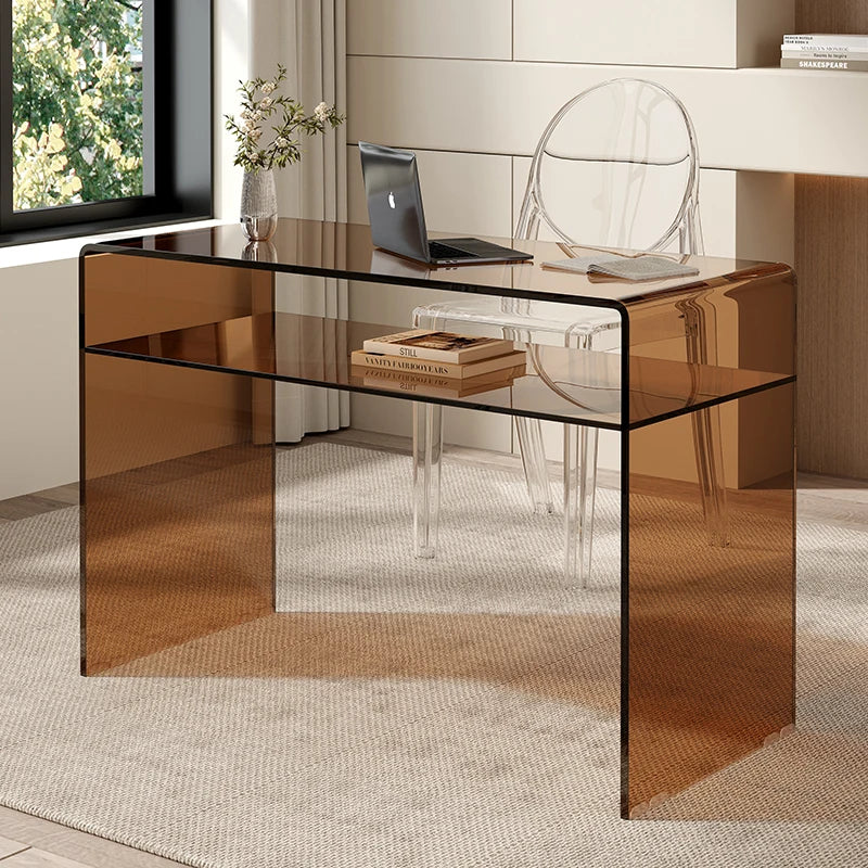 Glass Desk Rectangle Table Modern Simple Computer Desk Small Home Desk Writing Student Study