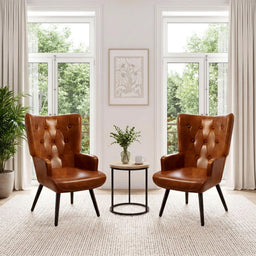 Wingback Accent Chair pair by window