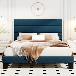 Linen Upholstered Platform Bed Frame