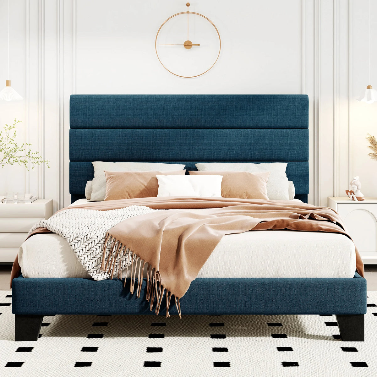 Linen Upholstered Platform Bed Frame