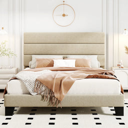 Linen Upholstered Platform Bed Frame