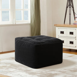 Black Corduroy Square Ottoman Footstool