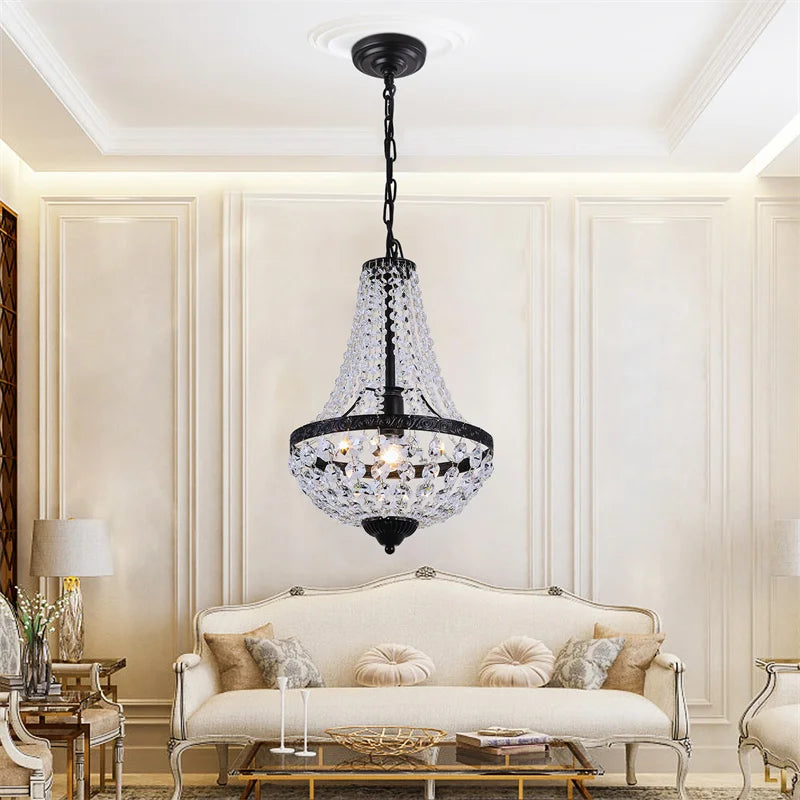French Basket Crystal Pendant Chandelier