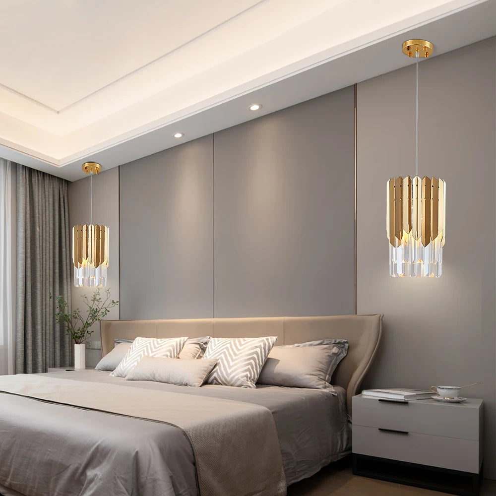 Small Round Gold K9 Crystal Chandelier