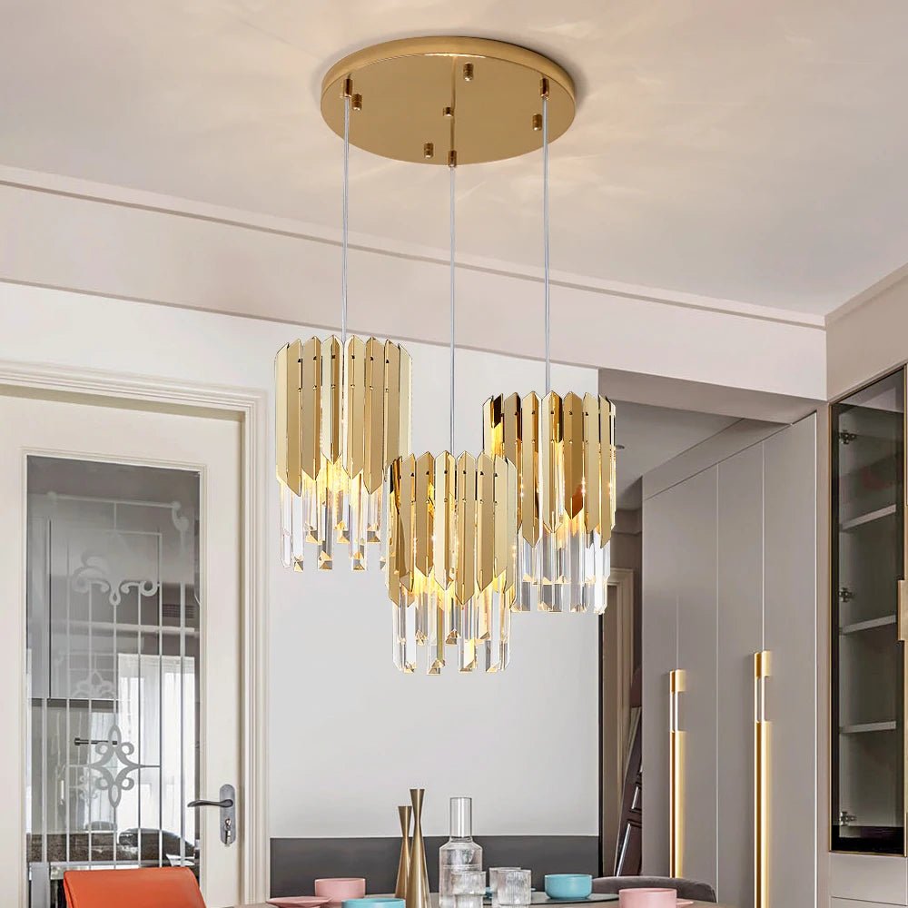 Small Round Gold K9 Crystal Chandelier