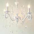 Vintage White Wrought Iron Candle Chandelier