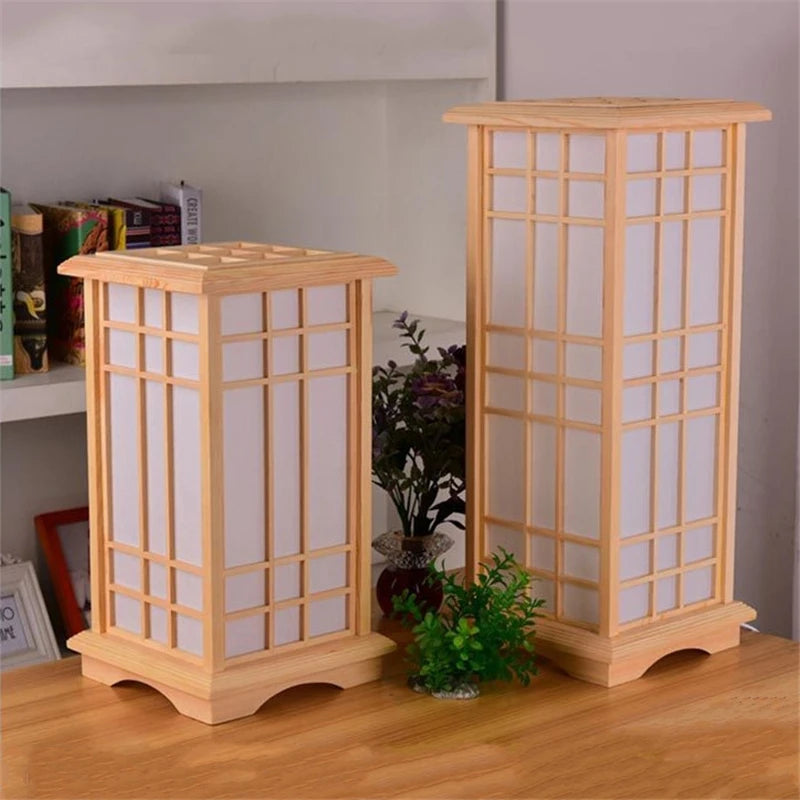 Japanese Tatami Square Wooden Floor Lamp