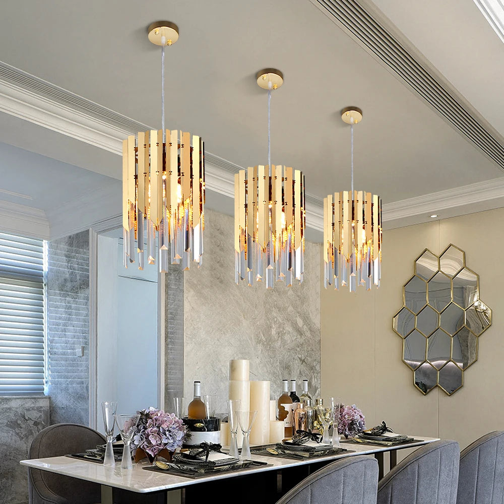 Small Round Gold K9 Crystal Chandelier