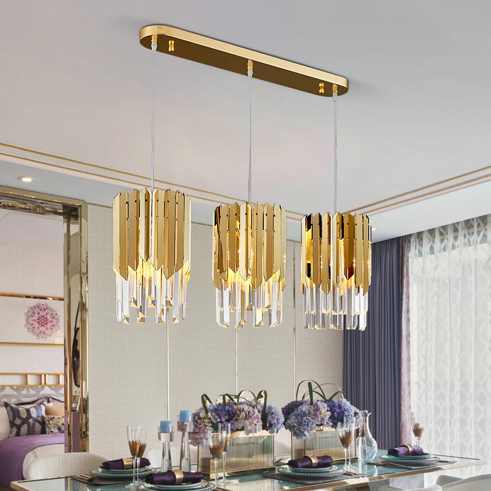 Small Round Gold K9 Crystal Chandelier