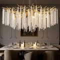 Round Gold Crystal Branch Chandelier