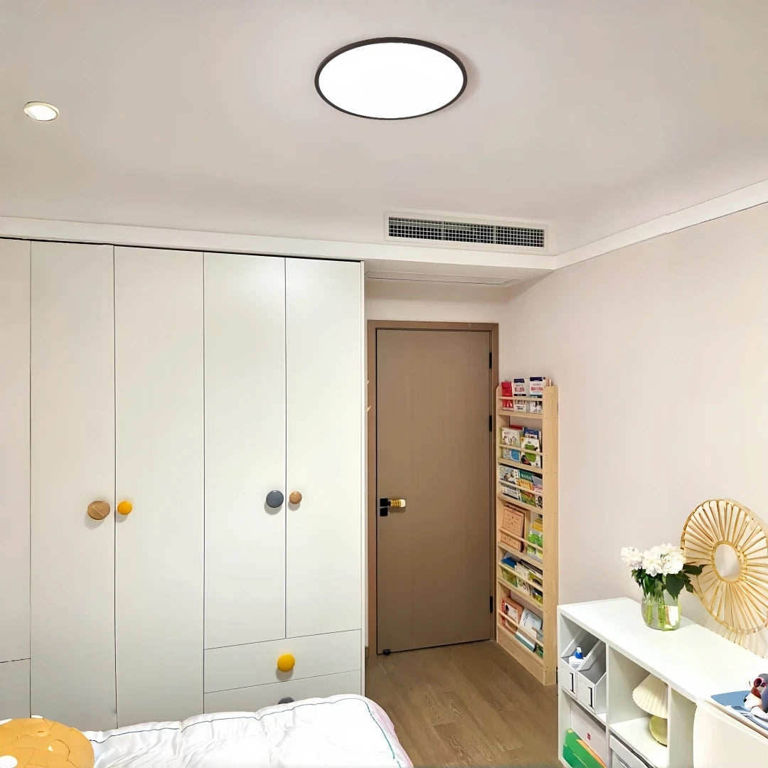 Minimalist White Round Flush Mount Light