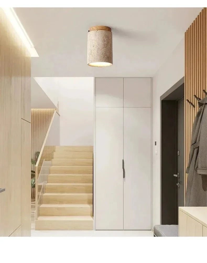Yellow Travertine Wood Round LED Downlight