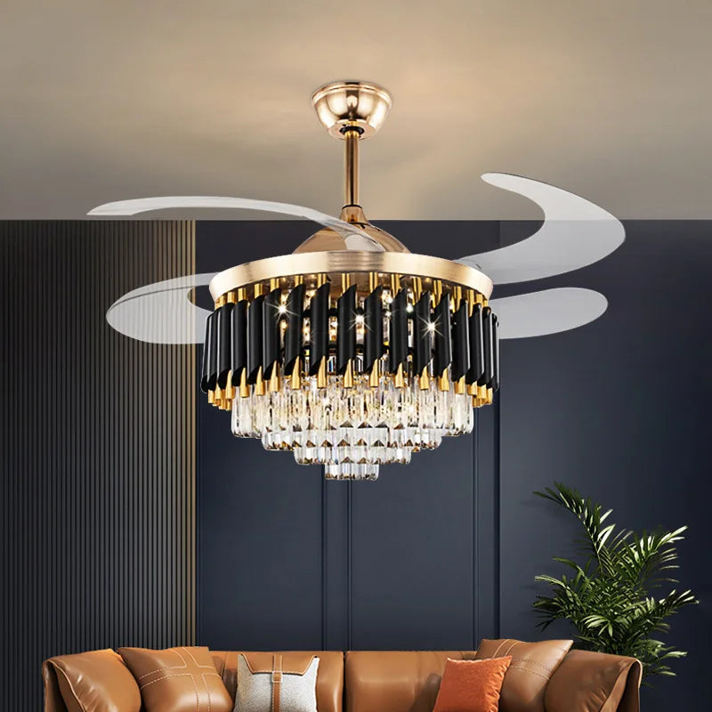 Dimmable LED Crystal Ceiling Fan Light