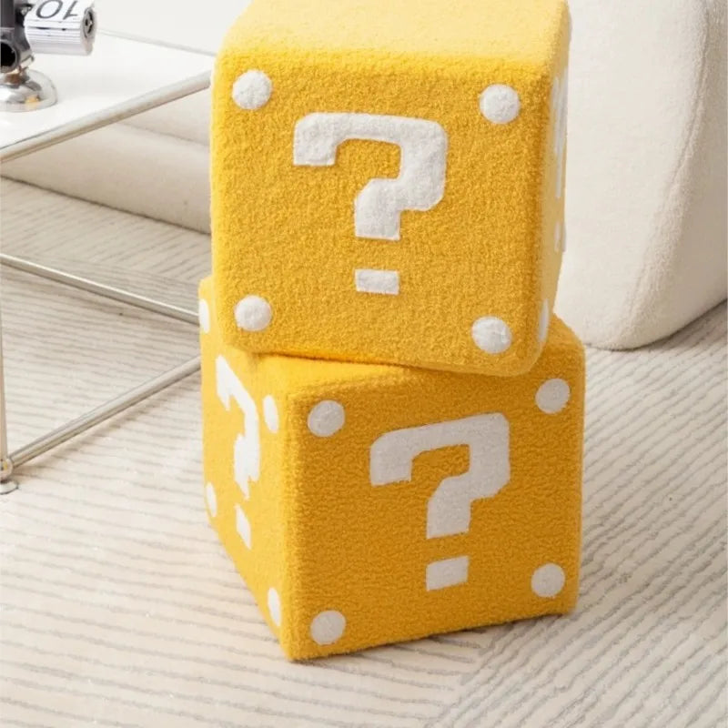 Wooden Dice Square Low Stool