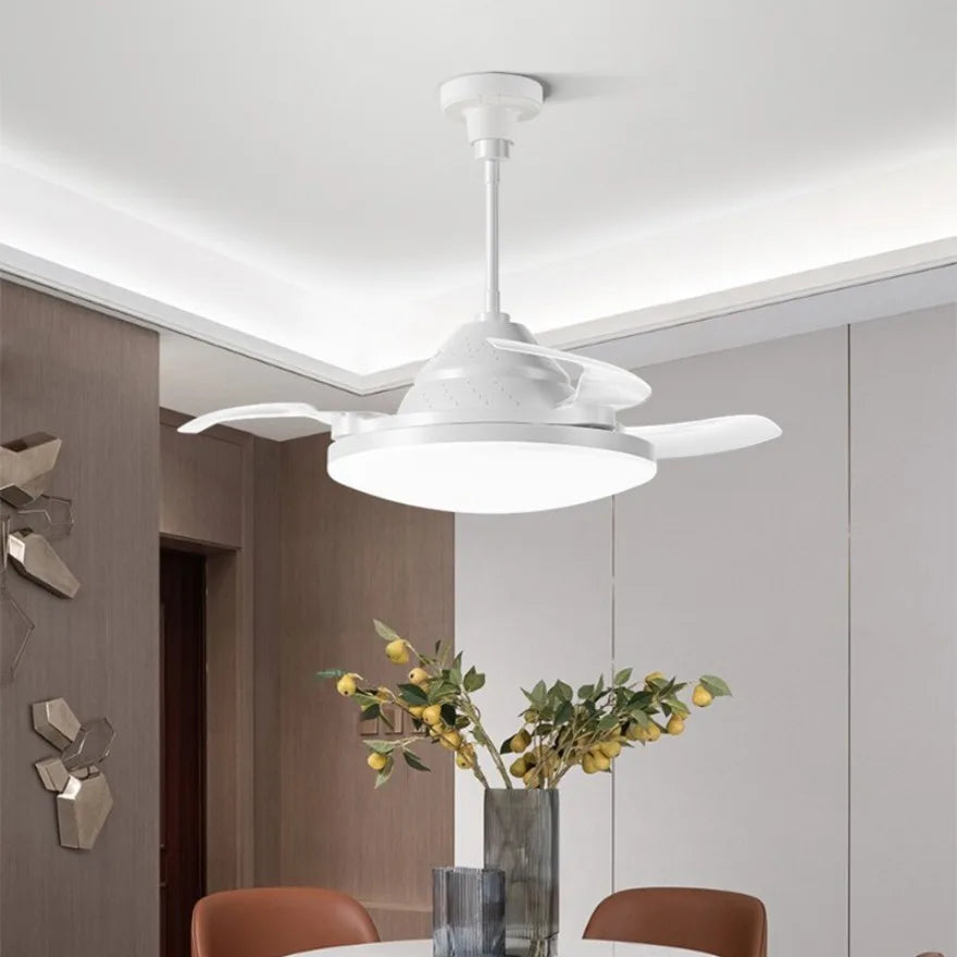 E27 Socket Retractable Blade Ceiling Fan Light