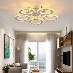 Chrome Crystal Ring LED Pendant Chandelier