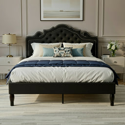 Velvet Tiara Headboard Platform Bed