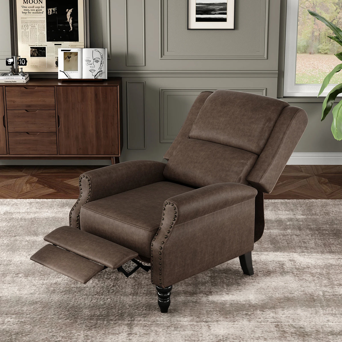 Modern Faux Leather Pushback Recliner Chair