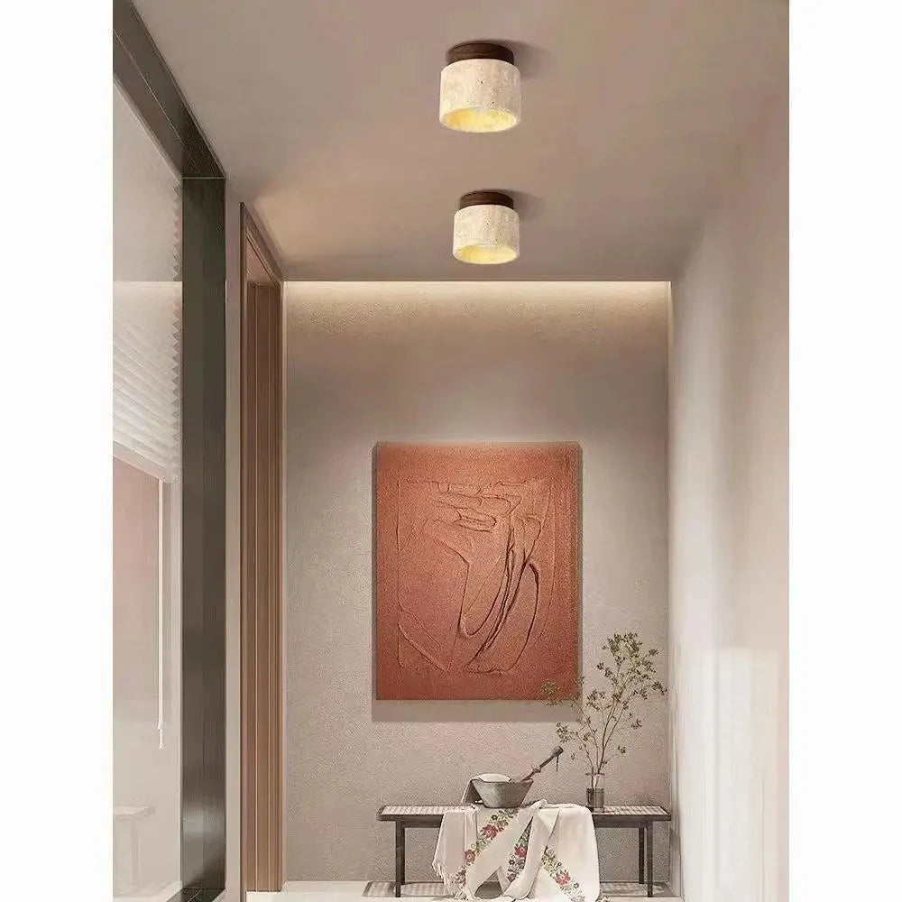 Yellow Travertine Wood Round LED Downlight