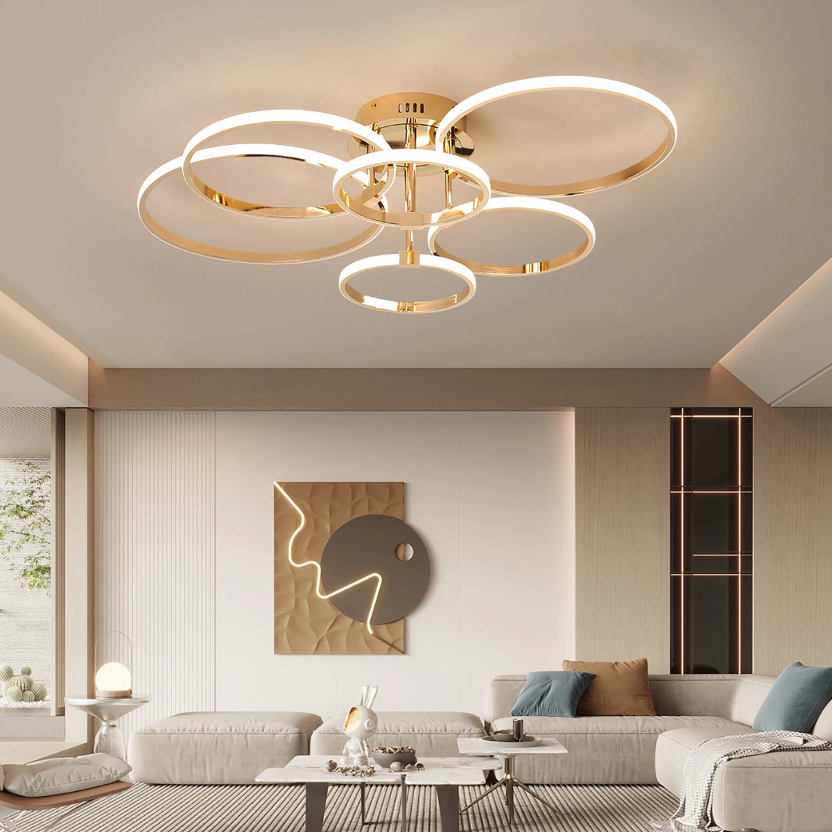 Dimmable LED Multi-Ring Ceiling Chandelier