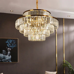 Gold Crystal 4-Light Round Chandelier