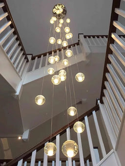Glossy Crystal Ball Spiral Staircase Chandelier
