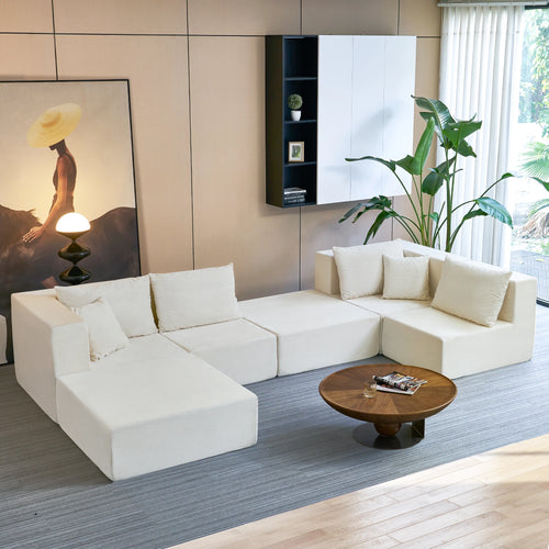 140-Inch Modular Corduroy Sectional, 6-Piece